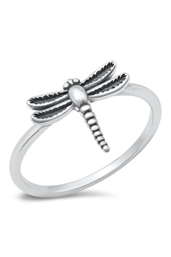 Sterling Silver Dragonfly Ring Size 8