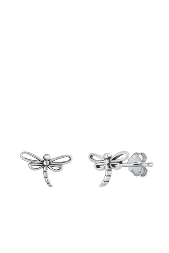 Sterling Silver Dragonfly Stud Earrings 925 New Jewelry Female Unisex