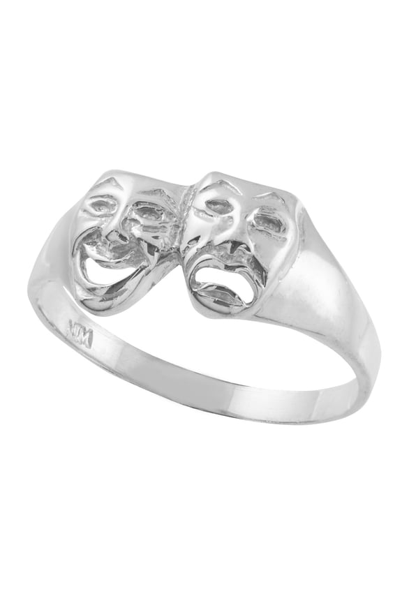 Sterling Silver Drama Mask Ring Size 4