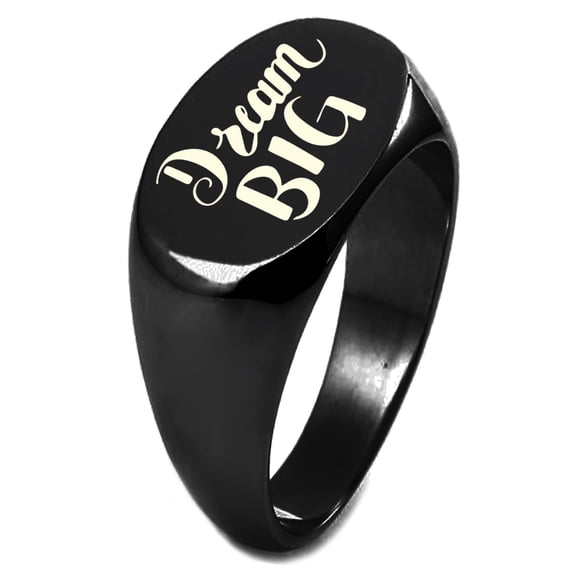 Sterling Silver Dream Big Engraved Oval Flat Top Polished Ring