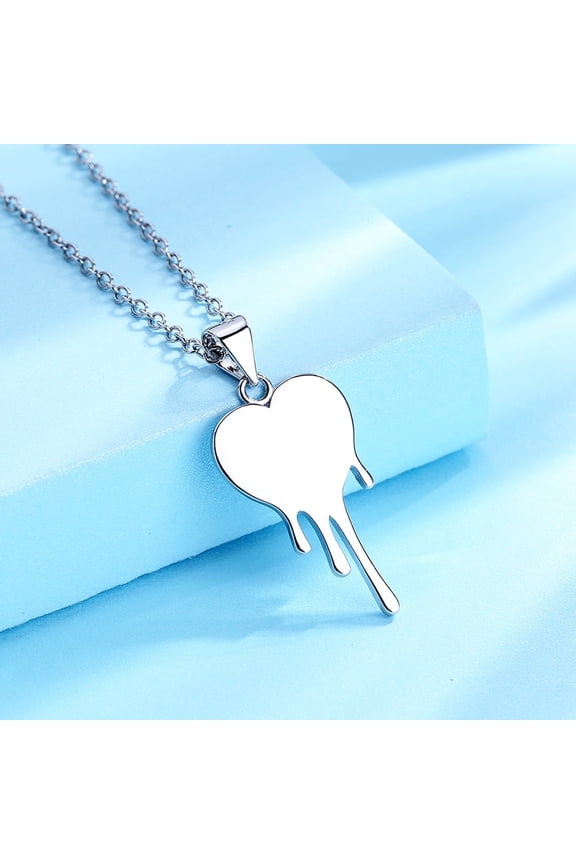 Sterling Silver Dripping Heart Pendant Necklace