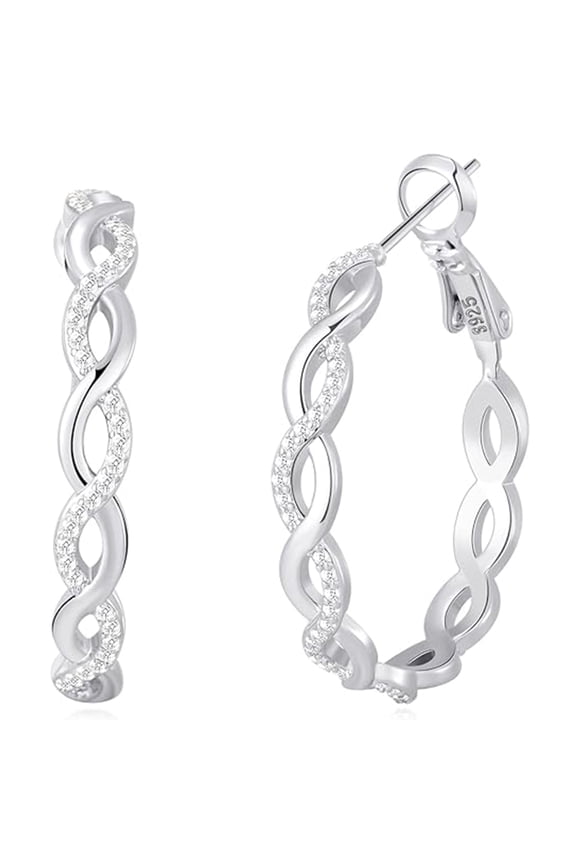 Sterling Silver Drop Dangle Earrings for Women Cubic Zirconia Hanging Dangle Earrings Long Infinity Drop Earring Jewelry Gifts