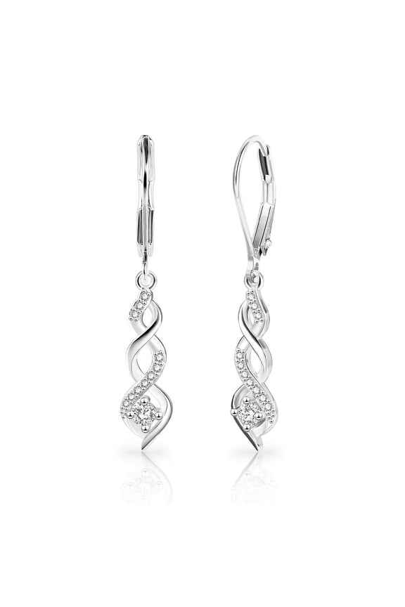 Sterling Silver Drop Dangle Earrings for Women Cubic Zirconia Hanging Dangle Earrings Long Infinity Drop Earring Jewelry Gifts