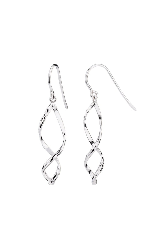 Sterling Silver Drop & Dangle French Wire Figure 8 Earrings with Diamond Cut