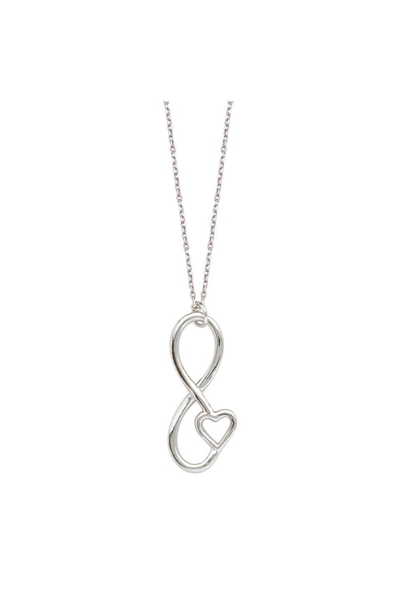 Sterling Silver Drop Infinity Heart Adjustable Necklace Sparkle-Cut Cable Chain - 18 Inch