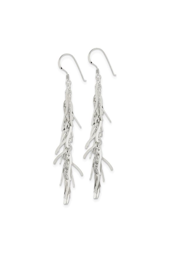 Sterling Silver Drop Squiggle Earrings - 5.5 Grams - Measures 78x15mm Wide