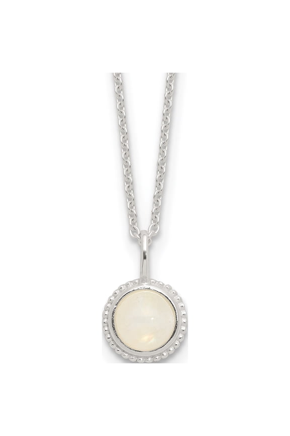 Sterling Silver E-coated Moonstone 17.75in w/2in ext Necklace
