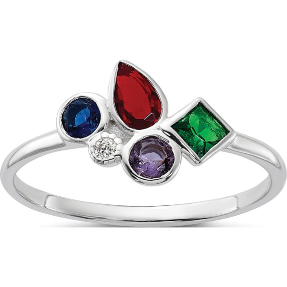 Jewelry by Sweet Pea Sterling Silver E-coated Multi Color CZ Ring