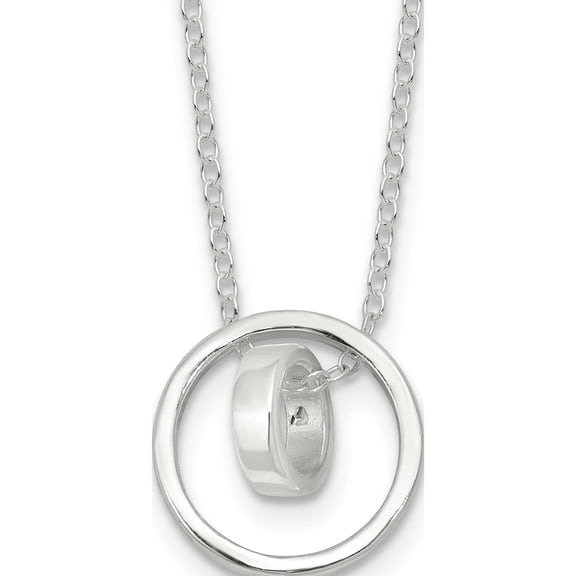 Sterling Silver E-Coating Double Circle 16In W/2In Ext Necklace (Width 13.7) (Length 18) - Jbsp