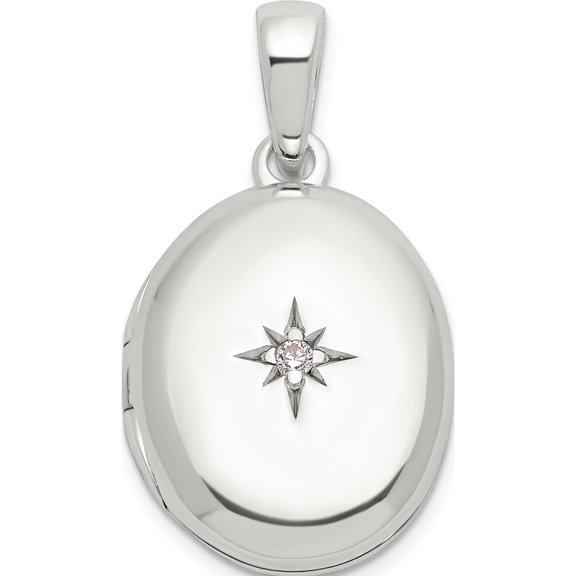 Sterling Silver E-coated CZ 185mm Oval Locket Material Primary Purity Sparkling Sleek Enchanting An unforgettable keepsake to treasure forever