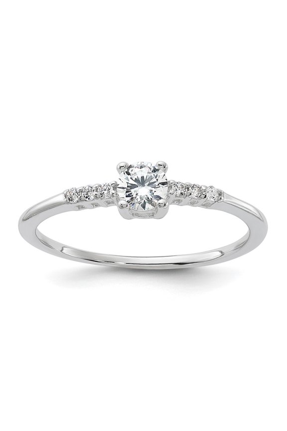 Sterling Silver E-coated CZ Ring