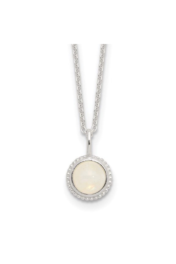 Sterling Silver E-coated Moonstone 17.75in w/2in ext Necklace