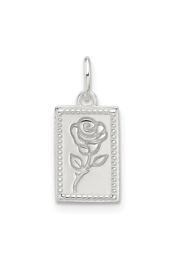 Sterling Silver E-coated Rose Charm