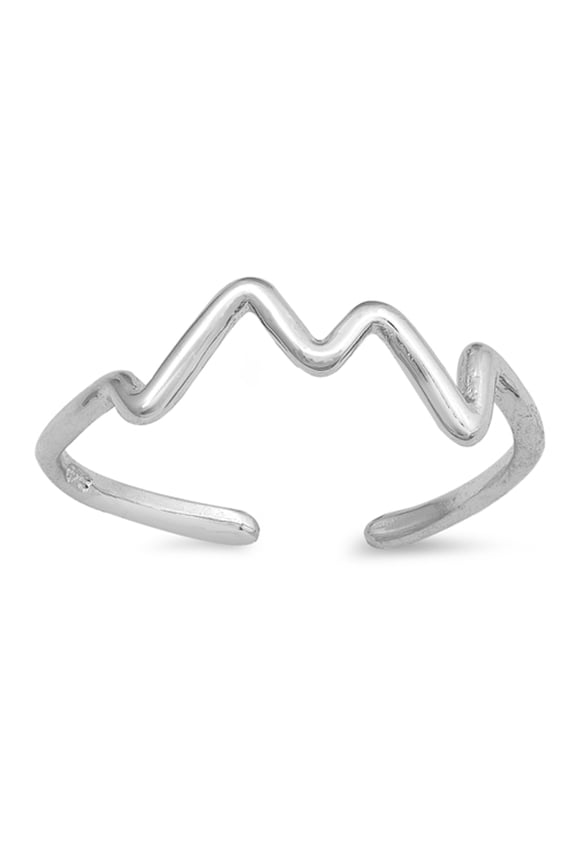 Sterling Silver EKG Heartbeat Toe Ring Adjustable Wave Midi Band 925 Jewelry Female Unisex