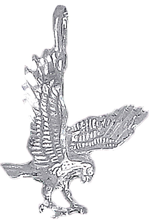 Sterling Silver Eagle Charm Pendant Necklace with Diamond Cut Finish and 24 Inch Figaro Chain