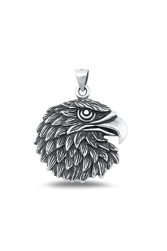 Sterling Silver Eagle Medallion Pendant Oxidized Charm .925 New Jewelry Female Unisex