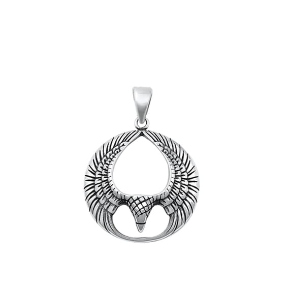 Sterling Silver Eagle Medallion Pendant Oxidized Raptor Biker Charm Jewelry Female Unisex