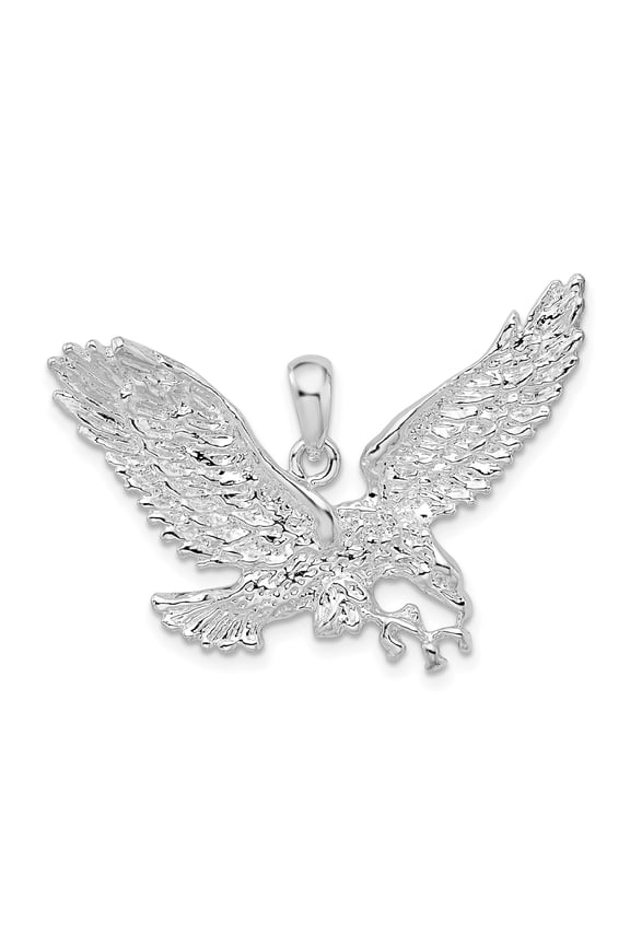 Sterling Silver Eagle Pendant for Men and Women with Outstretched Wings, Patriotic Symbolic Jewelry for Necklace Chains, Freedom and Strength Wildlife Design, Unisex Statement Accessory