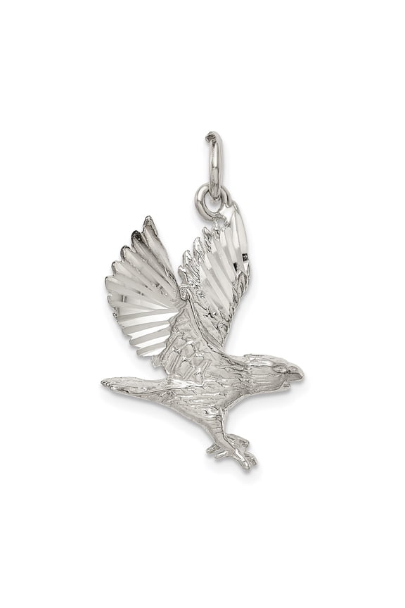 Sterling Silver Eagle Pendant for Necklace or Bracelet, Flying Bird Charm Symbolizing Freedom Strength, Unisex Patriotic Jewelry for Men and Women, High Polish Nature-Inspired Accessory