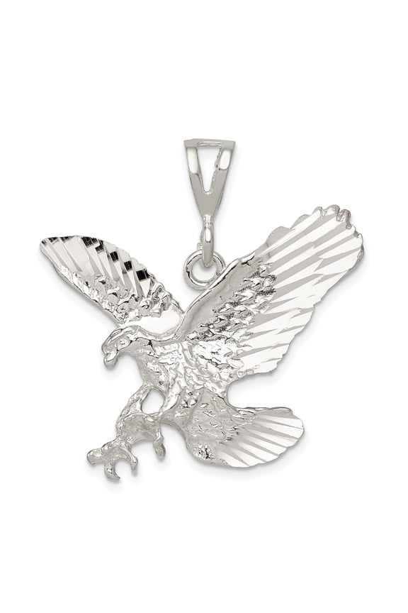 Sterling Silver Eagle Pendant Necklace for Men, Flying Bird of Prey Design, Symbol of Freedom Strength and Courage, Wildlife Animal Jewelry, Nature Inspired Masculine Patriotic Charm
