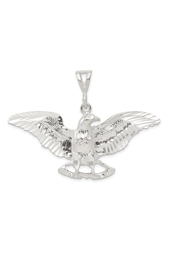 Sterling Silver Eagle Pendant Necklace for Men and Unisex, Detailed Bird Charm with Spread Wings, Symbol of Strength, Freedom, Patriotism, American Wildlife Jewelry