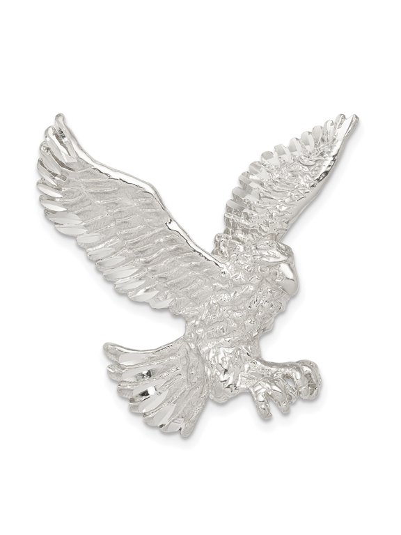 Sterling Silver Eagle Pendant Necklace for Men or Unisex with Spread Wings and Talons, Patriotic American Wildlife Jewelry Symbolizing Freedom and Strength