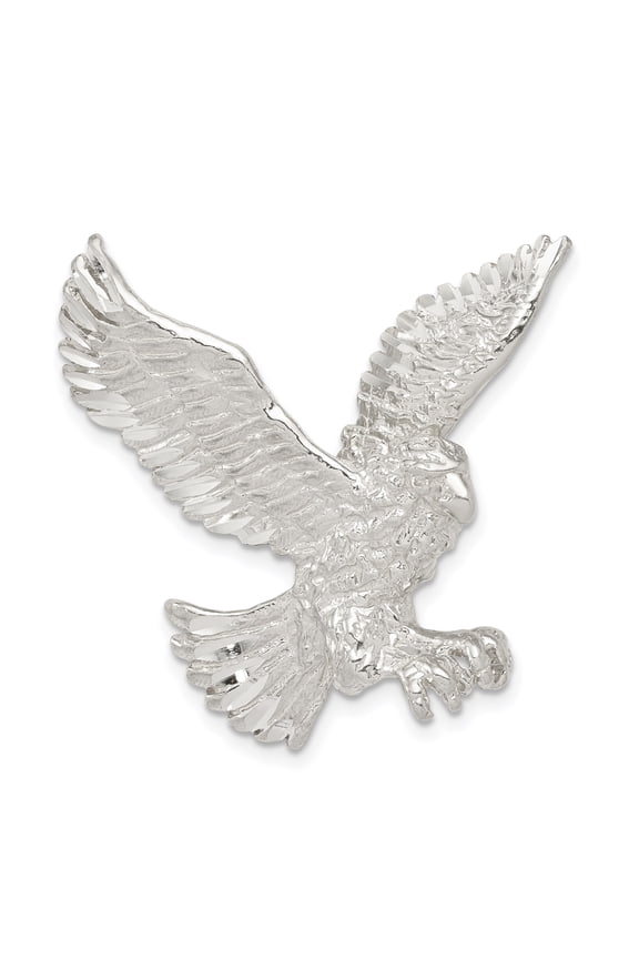 Sterling Silver Eagle Pendant Necklace for Men or Unisex with Spread Wings and Talons, Patriotic American Wildlife Jewelry Symbolizing Freedom and Strength