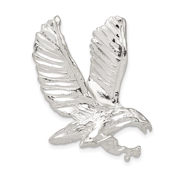 Sterling Silver Eagle Pendant Charm, Soaring Bird Patriotic Military Theme for Men