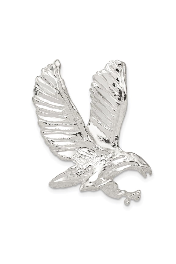 Sterling Silver Eagle Pendant Necklace for Men or Unisex Wear, High Polish Flying Bird Symbol of Freedom Strength Patriotism, American Pride Wildlife Nature Jewelry