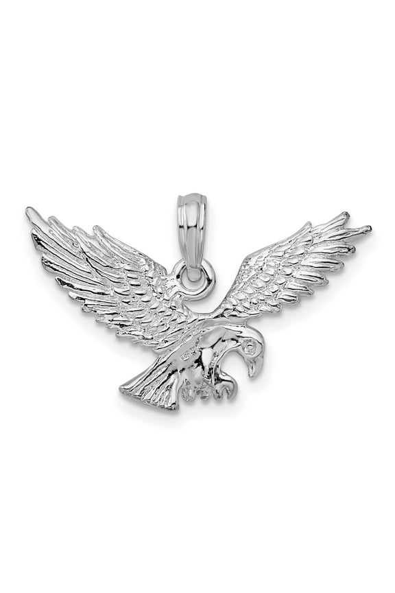 Sterling Silver Eagle Pendant Necklace with Outstretched Wings for Men, Patriotic American Symbol Jewelry for Biker, Military, Wildlife, and Nature-Inspired Style