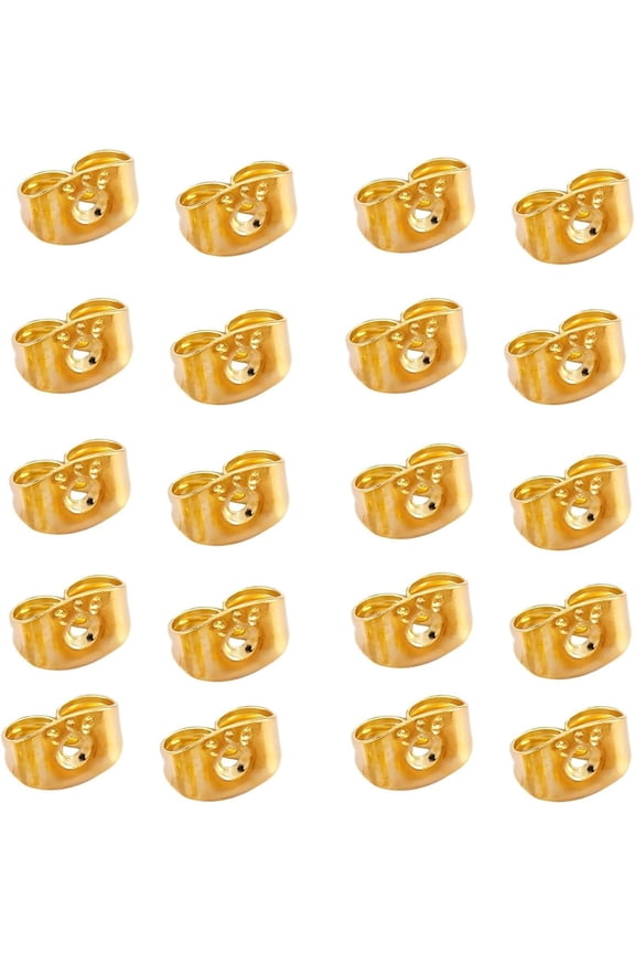 Sterling Silver Earring Backs, 20 pcs Gold Butterfly Earrings Replacement Secure Ear Locking Earring Back, Gold Plated Earrings Back Making
