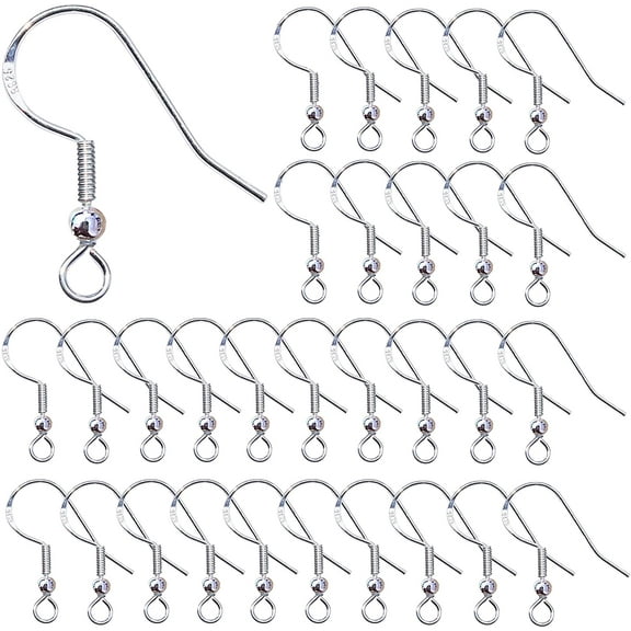 Sterling Silver Earring Hooks, Hypoallergenic French Hook Ear Wires for DIY Jewelry Making, 30 Pack