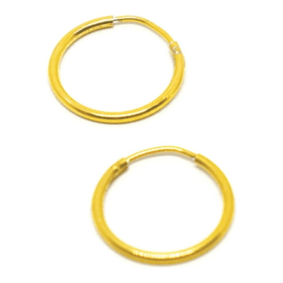 Sterling Silver Earrings | 12mm Mini Hoops | 22k Gold Plated | 1 Pair (BE8912GP)