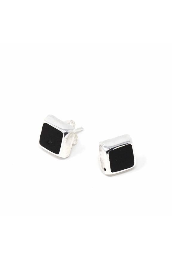 Sterling Silver Earrings Sterling Silver Black Square