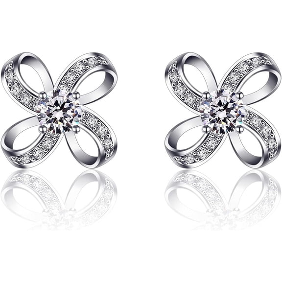 Sterling Silver Earrings for Women, 925 Sterling Silver Stud,Cubic Zirconia Jewelry