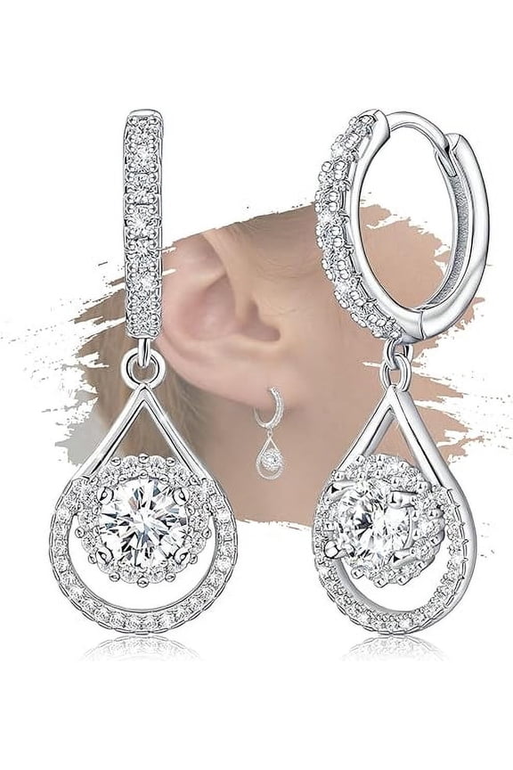 Sterling Silver Earrings for Women Dangle Hoop Charms Hypoallergenic Fashion Drop Jewelry Birthday Gift