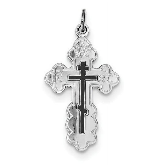 925 Sterling Silver Solid Polished Enameled Religious Faith Cross Pendant Necklace 29x17mm Wide Pendant for Women
