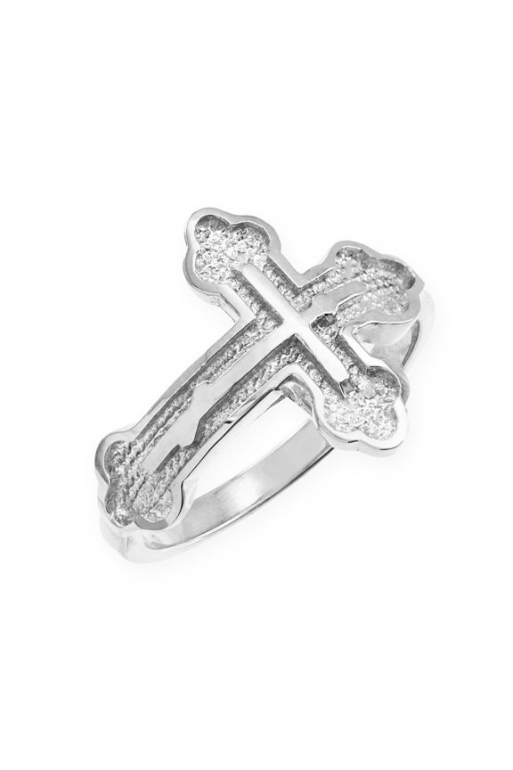 Sterling Silver Eastern Orthodox Cross Ring- Size 4
