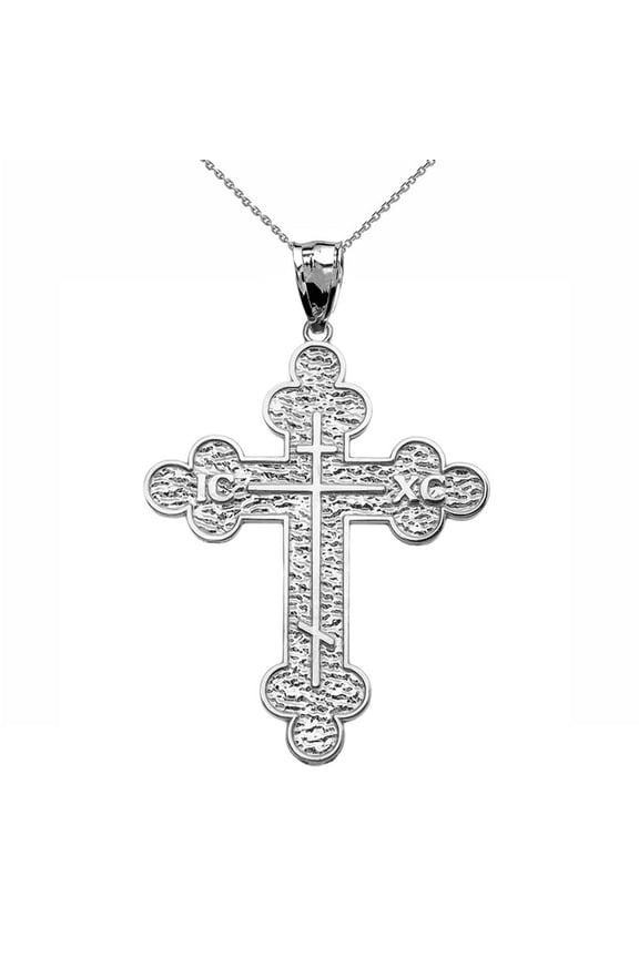 Sterling Silver Eastern Orthodox ICXC Cross Pendant Necklace, 20"