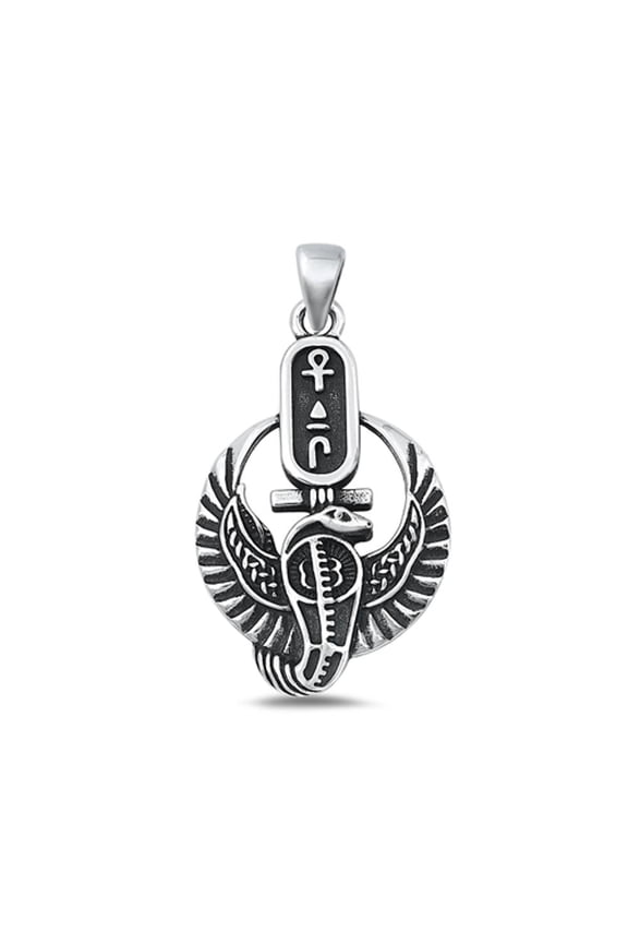 Sterling Silver Egyption Wadjet God Serpents Ankh Cross Cobra Pendant .925 New Jewelry Female Unisex