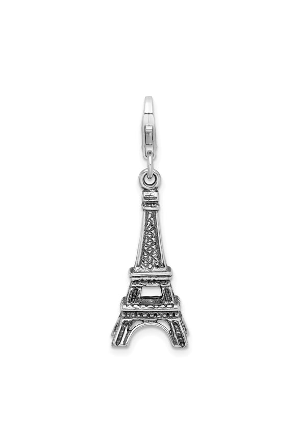 Sterling Silver Eiffel Tower Charm Pendant for Women and Men, Paris Landmark Jewelry for Necklaces or Bracelets, Romantic French Travel Accessory