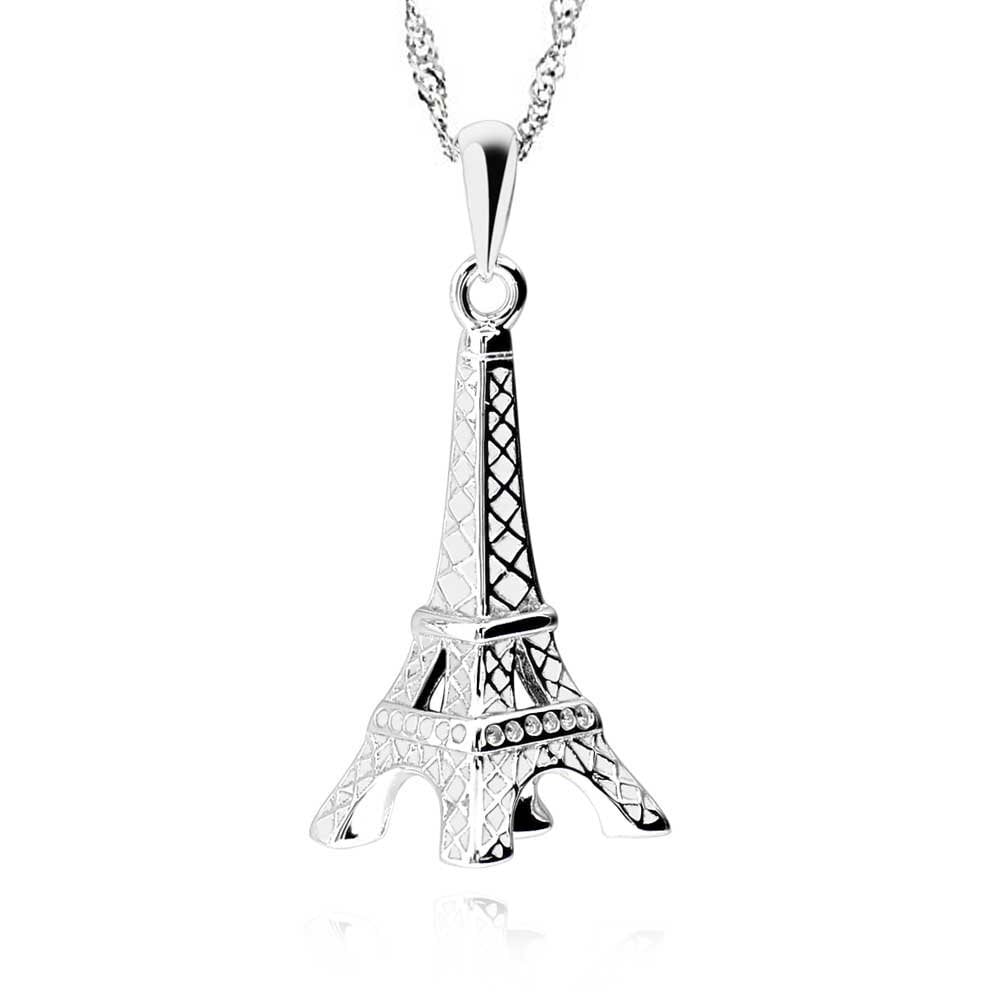 Sterling Silver Eiffel Tower Pendant Necklace Jewelry for Women Girl