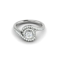 Sterling Silver Elegant Contemporary Swirl Moissanite White Gold Ring Women