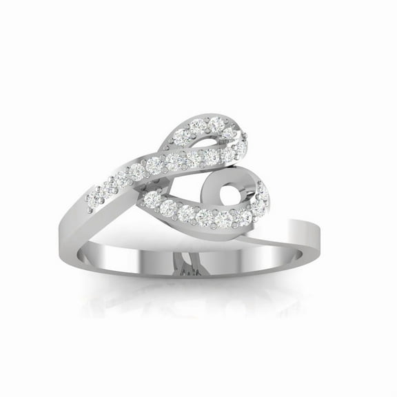 Auory Twisted Heart Moissanite True Love Elegant Ring in White Gold Plated for Women