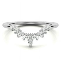 Sterling Silver Elegant V Shaped Moissanite White Gold Ring Women