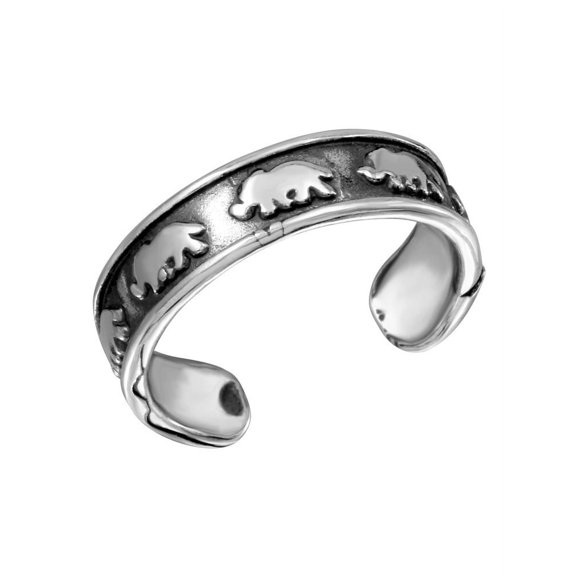 Sterling Silver Elephant Adjustable Toe Ring