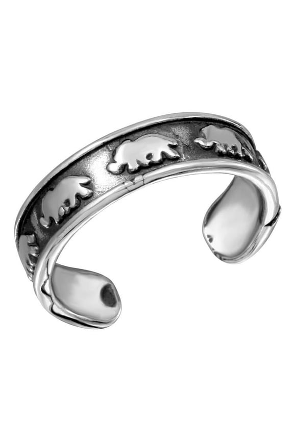 Sterling Silver Elephant Adjustable Toe Ring