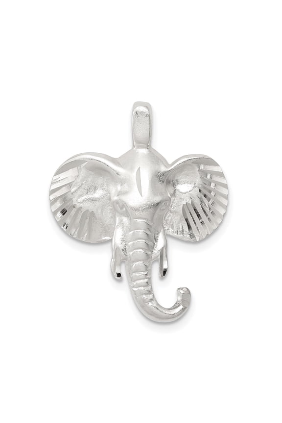 Sterling Silver Elephant Pendant Necklace for Men or Women with Polished Textured Finish Symbolizing Strength Wisdom Protection African Tribal Wildlife Safari Style