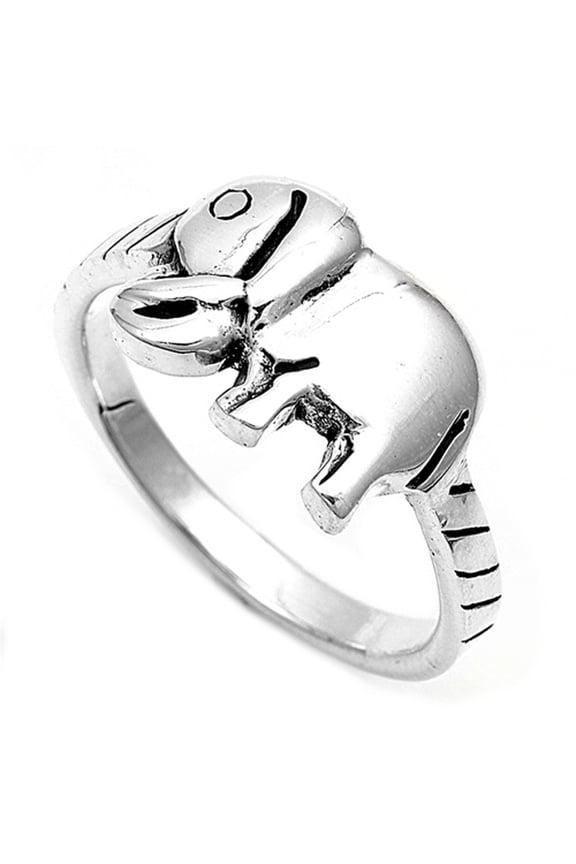 Sterling Silver Elephant Ring 10mm ( Size 5 to 10)