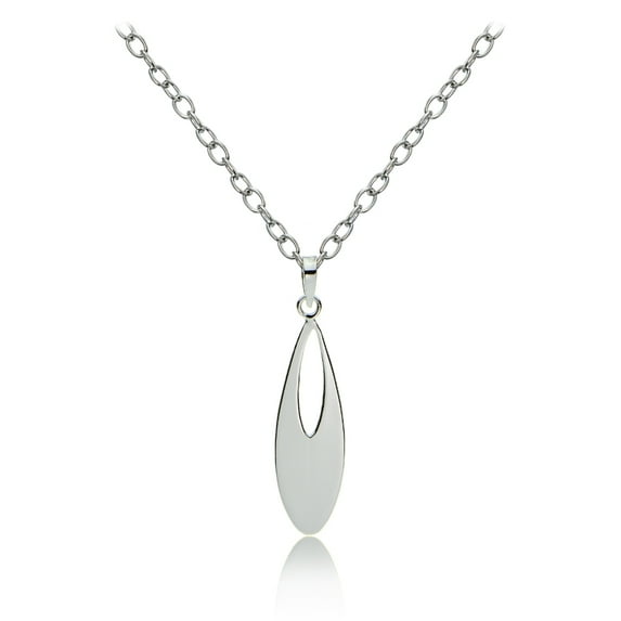 Sterling Silver Elongated Drop Polished Necklace